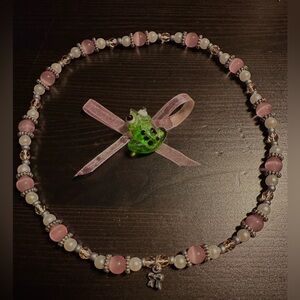 Coquette Pink pearl beaded necklace